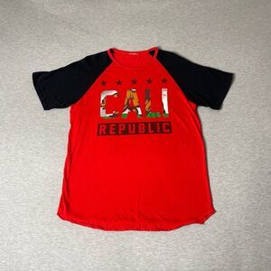 California Republic Men’s Classic Cali Flag Logo Color-block Graphic T-Shirt